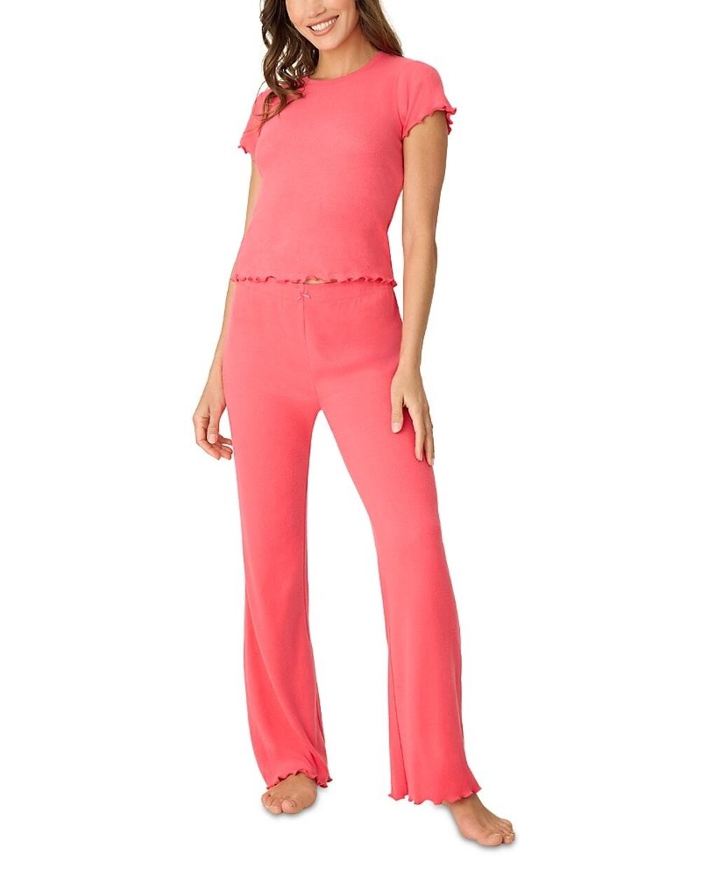 PJ Salvage Tropical Short Sleeve Pointelle Pajama Set Raspberry Medium